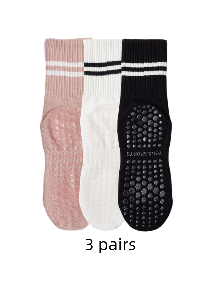 ヨガソックス 3 足、ミディアムレングスソックス、ピュアコッ - Grip Sock Yoga のレビューと価格