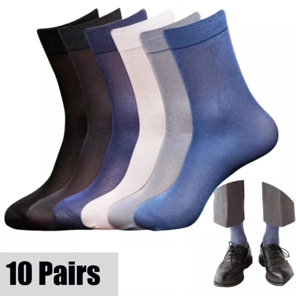 10 ペアカジュアル通気性男性アイスシルクソックスソフト弾性 - Silk Sock Bamboo のレビューと価格
