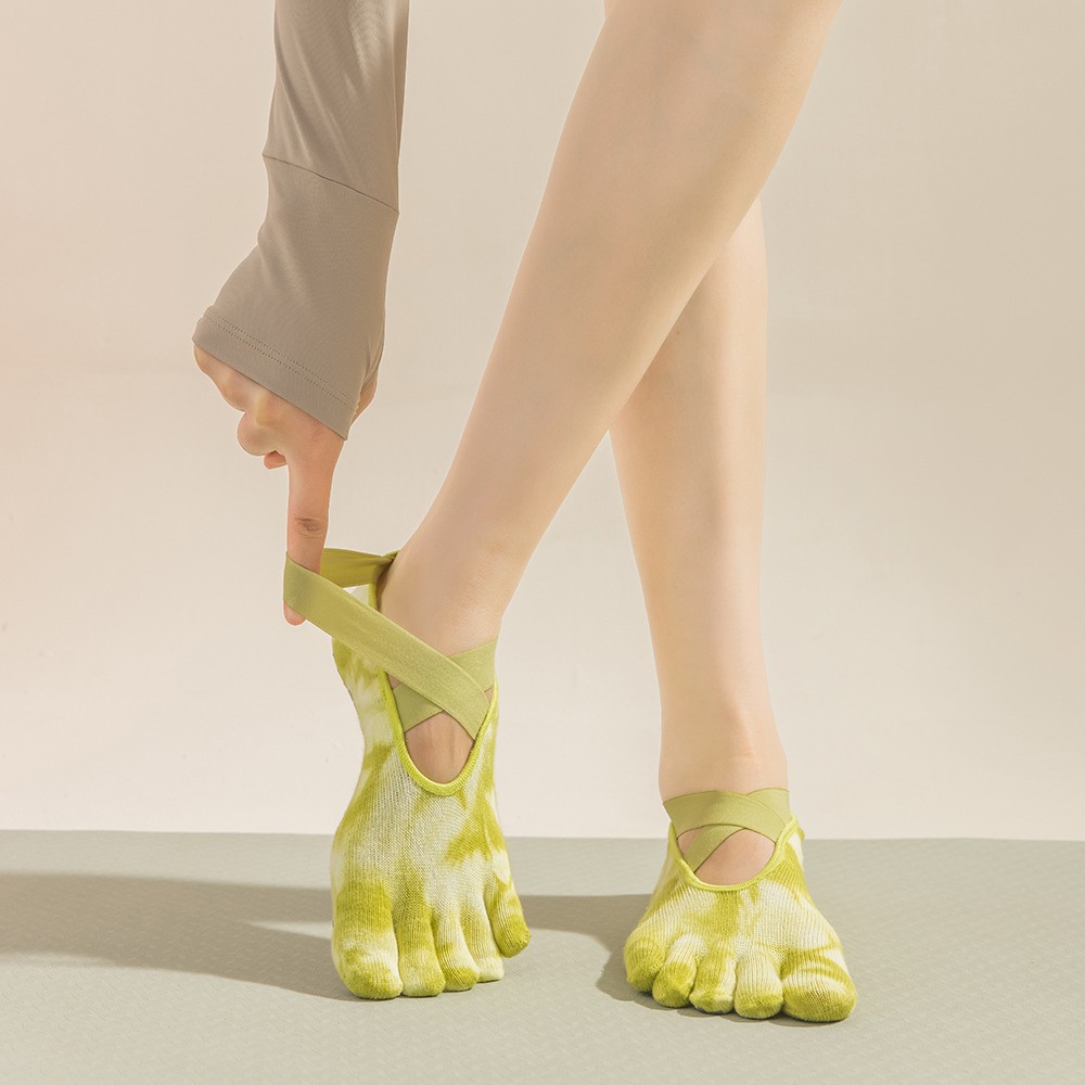 タイダイ柄の女性用5本指グリップソックス、ヨガ、ピラティス、 - Grip Sock Yoga のレビューと価格