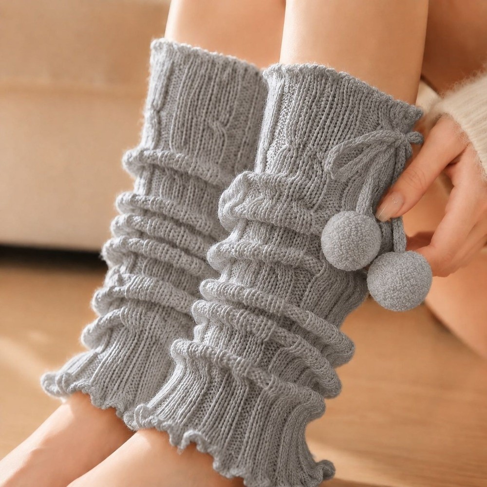 ニット製レッグウォーマー、フリルエッジ、ケーブルニット柄、ブ - Boot Sock Slouchy のレビューと価格